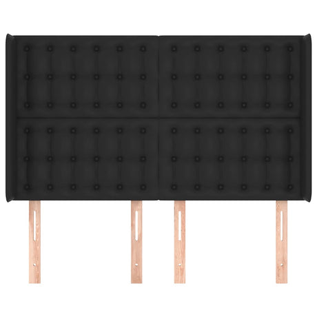 Vidaxl hoofdbord met randen 147x16x118 128 cm kunstleer zwart