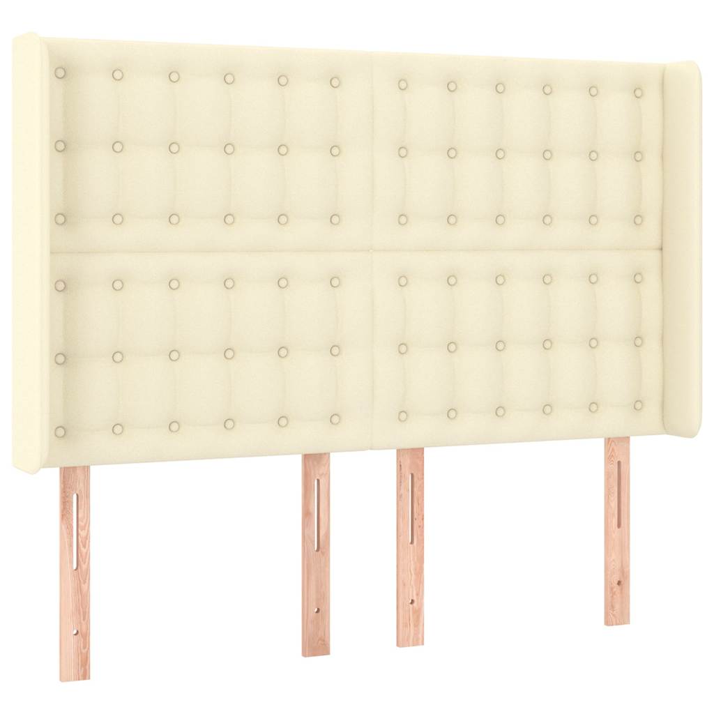 Vidaxl hoofdbord met randen 147x16x118 128 cm kunstleer crèmekleurig