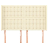 Vidaxl hoofdbord met randen 147x16x118 128 cm kunstleer crèmekleurig