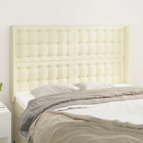 Vidaxl hoofdbord met randen 147x16x118 128 cm kunstleer crèmekleurig