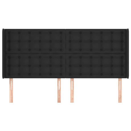 Vidaxl hoofdbord met randen 163x16x118 128 cm kunstleer zwart