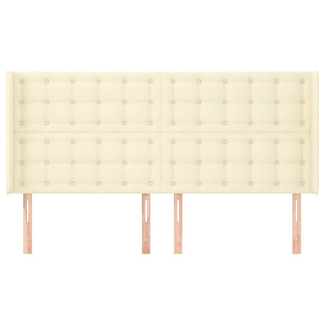 Vidaxl hoofdbord met randen 163x16x118 128 cm kunstleer crèmekleurig