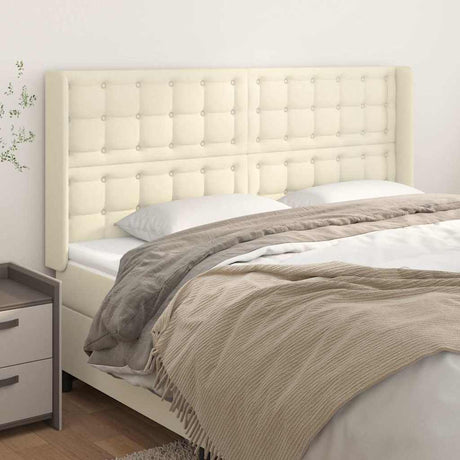 Vidaxl hoofdbord met randen 163x16x118 128 cm kunstleer crèmekleurig