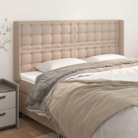 Vidaxl hoofdbord met randen 203x16x118 128cm kunstleer cappuccinokleur