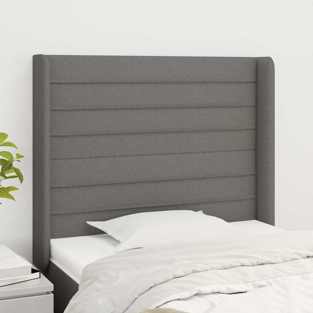 Vidaxl hoofdbord met randen 93x16x118 128 cm stof donkergrijs