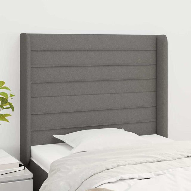 Vidaxl hoofdbord met randen 93x16x118 128 cm stof donkergrijs