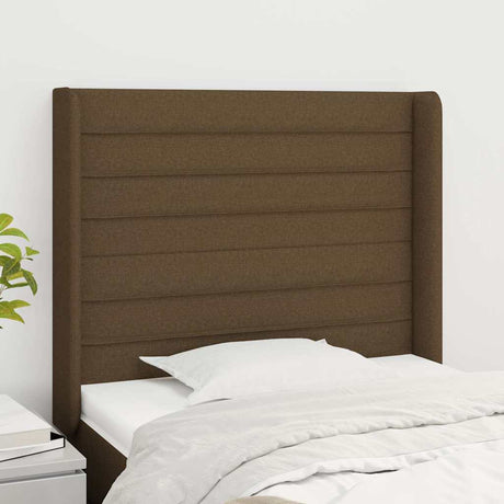 Vidaxl hoofdbord met randen 93x16x118 128 cm stof donkerbruin