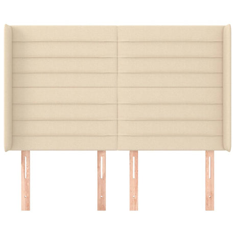 Vidaxl hoofdbord met randen 147x16x118 128 cm stof crèmekleurig