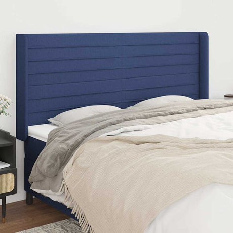 Vidaxl hoofdbord met randen 163x16x118 128 cm stof blauw