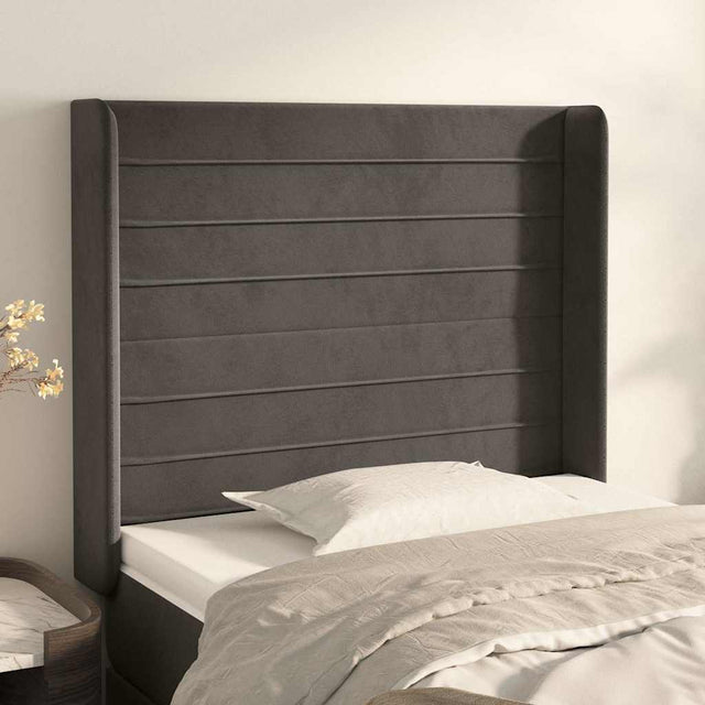 Vidaxl hoofdbord met randen 93x16x118 128 cm fluweel donkergrijs