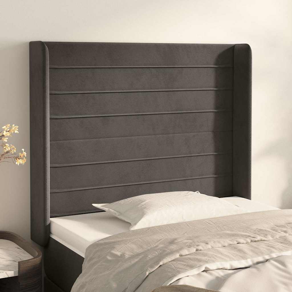 Vidaxl hoofdbord met randen 103x16x118 128 cm fluweel donkergrijs
