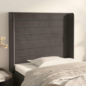 Vidaxl hoofdbord met randen 103x16x118 128 cm fluweel donkergrijs