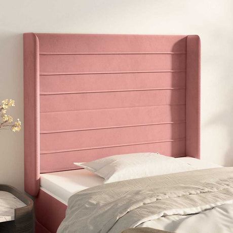 Vidaxl hoofdbord met randen 103x16x118 128 cm fluweel roze