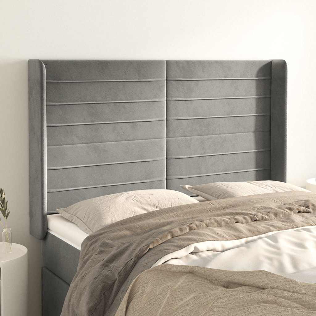Vidaxl hoofdbord met randen 147x16x118 128 cm fluweel lichtgrijs