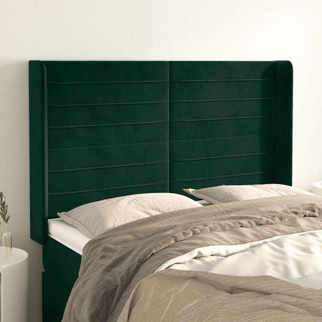 Vidaxl hoofdbord met randen 147x16x118 128 cm fluweel donkergroen