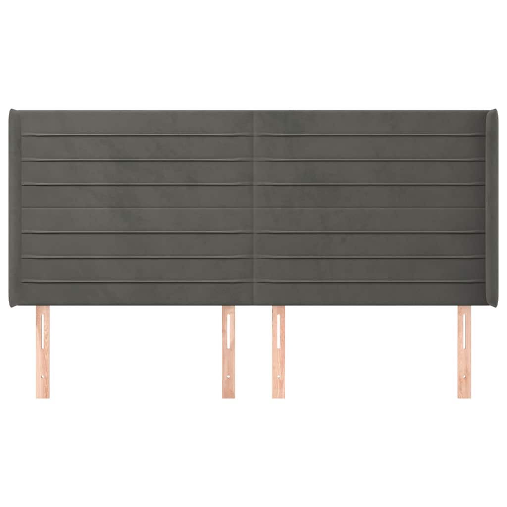 Vidaxl hoofdbord met randen 183x16x118 128 cm fluweel donkergrijs