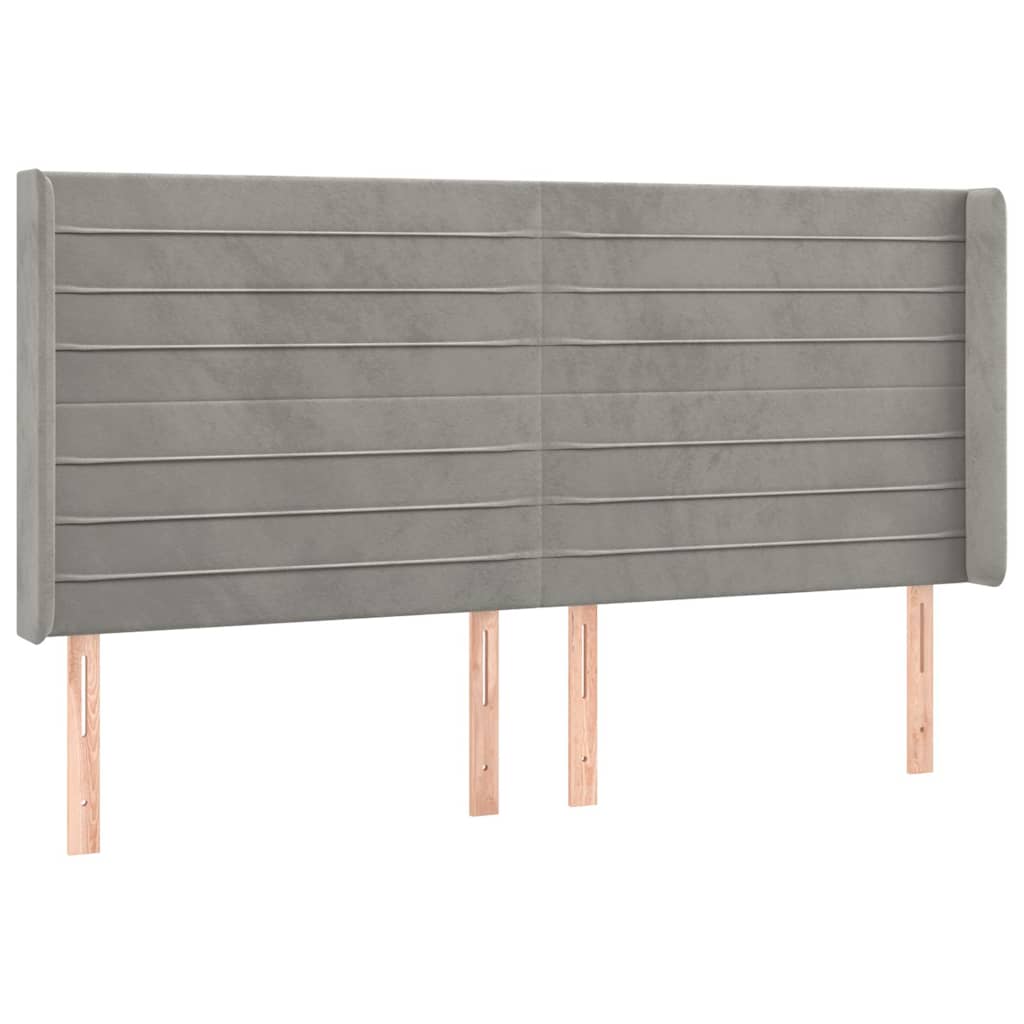 Vidaxl hoofdbord met randen 203x16x118 128 cm fluweel lichtgrijs