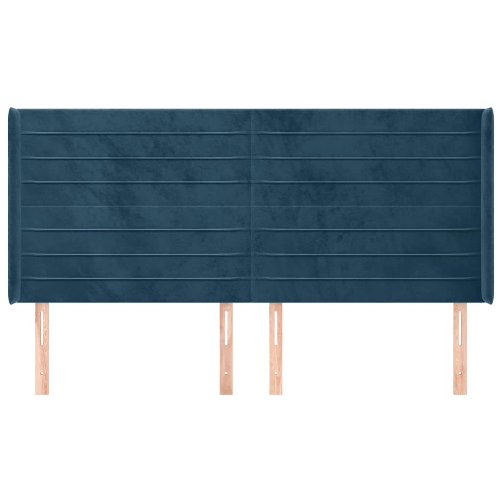 Vidaxl hoofdbord met randen 203x16x118 128 cm fluweel donkerblauw