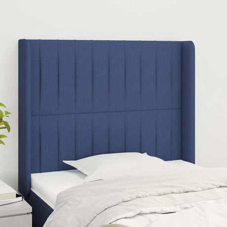 Vidaxl hoofdbord met randen 83x16x118 128 cm stof blauw