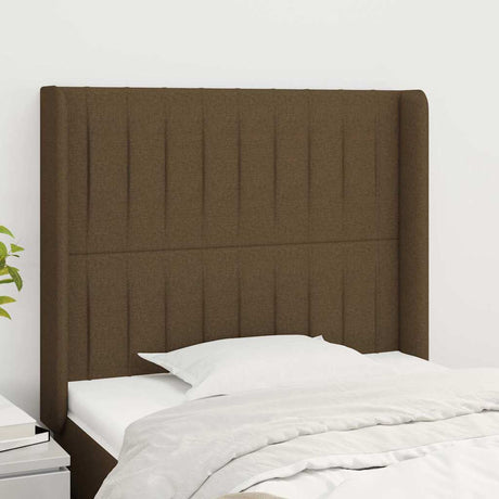 Vidaxl hoofdbord met randen 103x16x118 128 cm stof donkerbruin