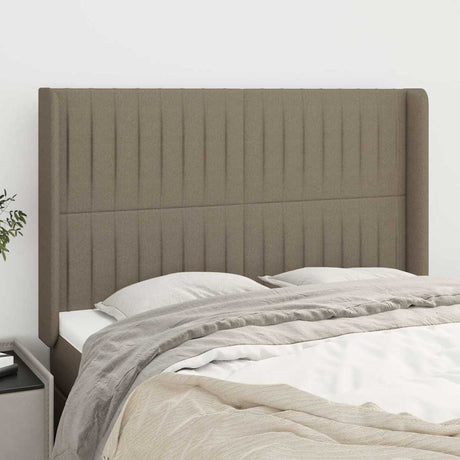 Vidaxl hoofdbord met randen 147x16x118 128 cm stof taupe