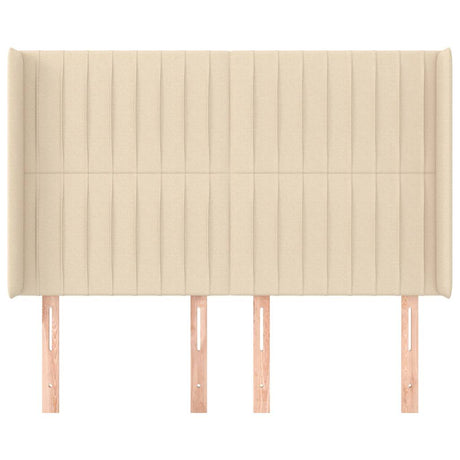 Vidaxl hoofdbord met randen 147x16x118 128 cm stof crèmekleurig