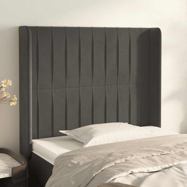 Vidaxl hoofdbord met randen 83x16x118 128 cm fluweel donkergrijs