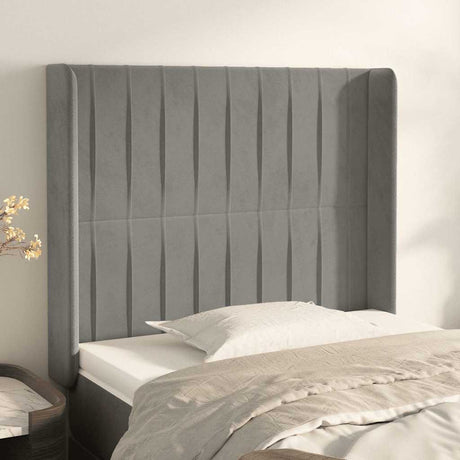 Vidaxl hoofdbord met randen 93x16x118 128 cm fluweel lichtgrijs