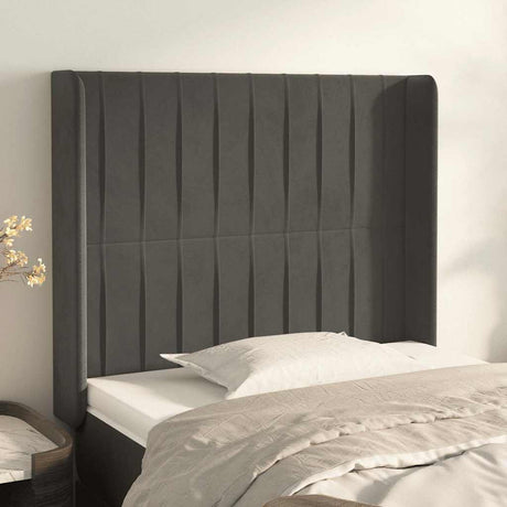 Vidaxl hoofdbord met randen 103x16x118 128 cm fluweel donkergrijs