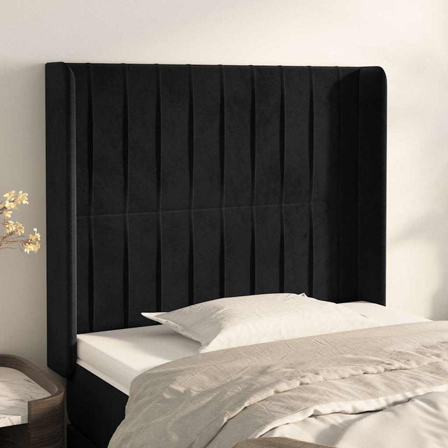 Vidaxl hoofdbord met randen 103x16x118 128 cm fluweel zwart