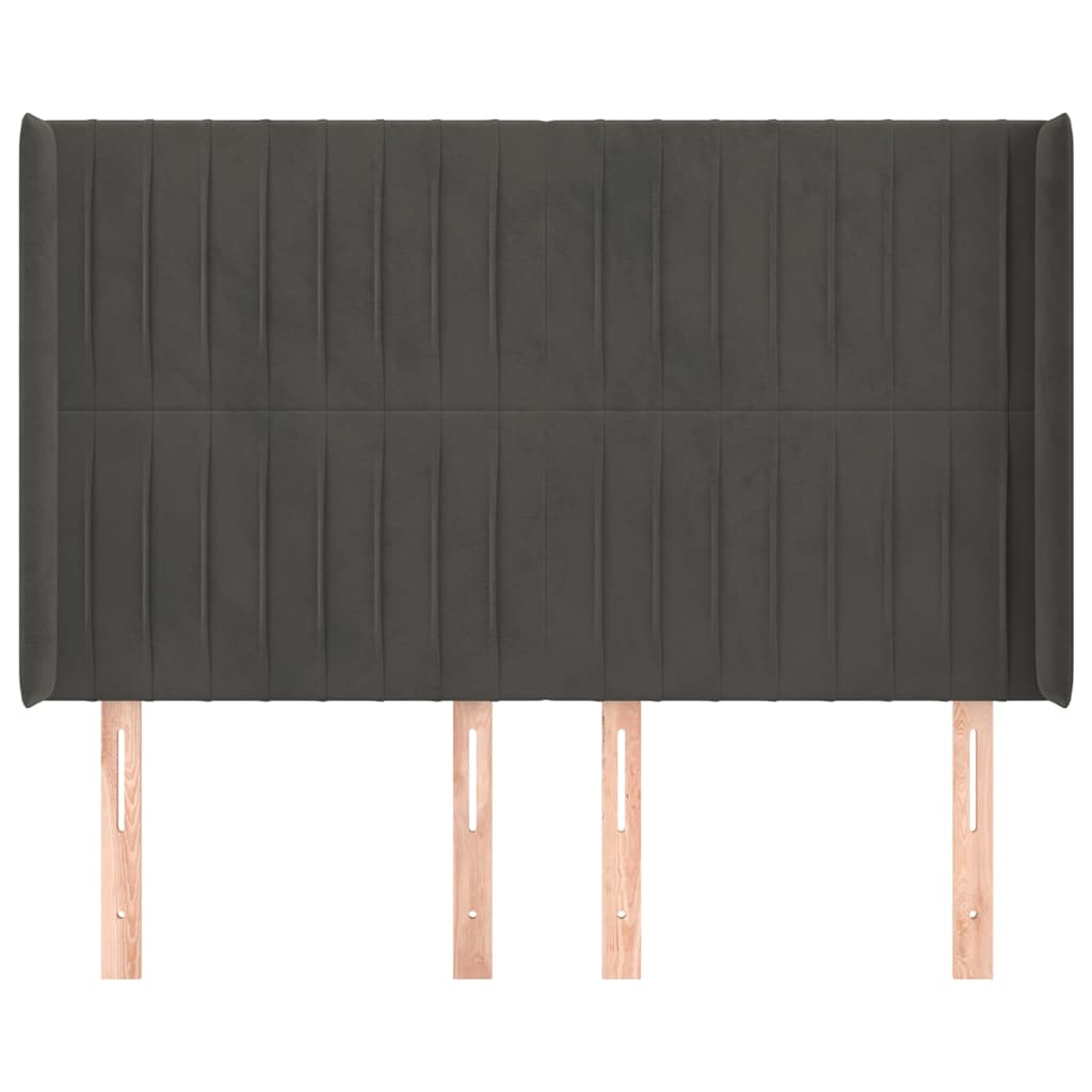 Vidaxl hoofdbord met randen 147x16x118 128 cm fluweel donkergrijs