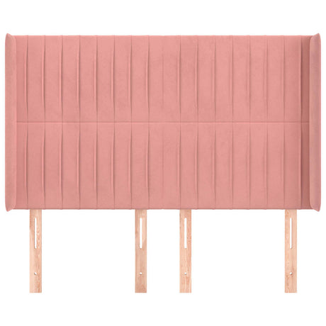 Vidaxl hoofdbord met randen 147x16x118 128 cm fluweel roze
