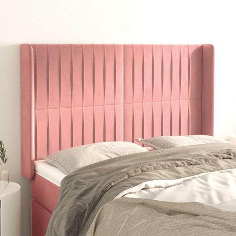 Vidaxl hoofdbord met randen 147x16x118 128 cm fluweel roze