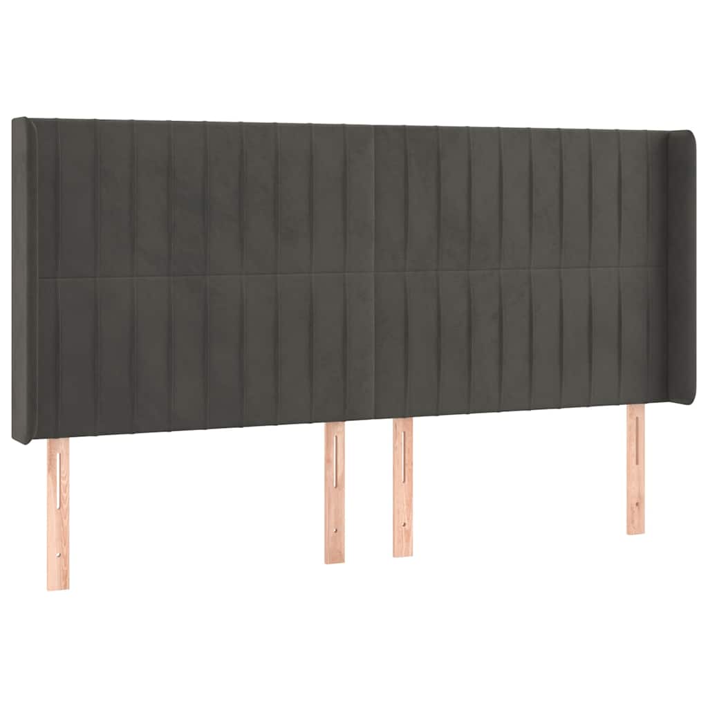Vidaxl hoofdbord met randen 183x16x118 128 cm fluweel donkergrijs