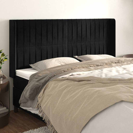 Vidaxl hoofdbord met randen 183x16x118 128 cm fluweel zwart