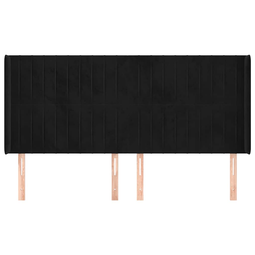 Vidaxl hoofdbord met randen 203x16x118 128 cm fluweel zwart