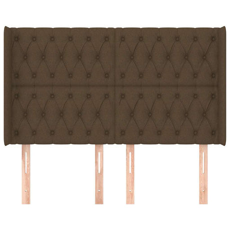 Vidaxl hoofdbord met randen 147x16x118 128 cm stof donkerbruin