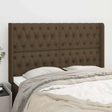 Vidaxl hoofdbord met randen 147x16x118 128 cm stof donkerbruin