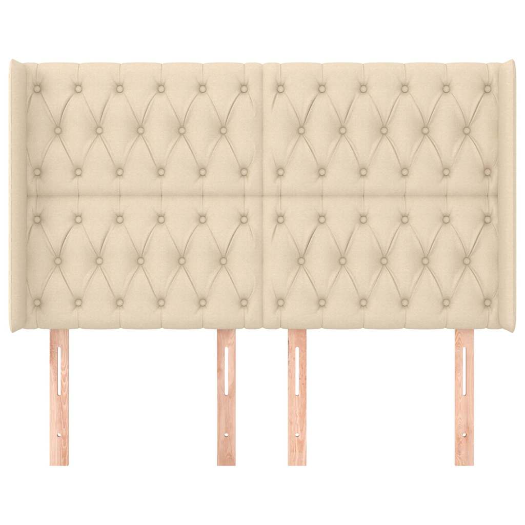 Vidaxl hoofdbord met randen 163x16x118 128 cm stof crèmekleurig