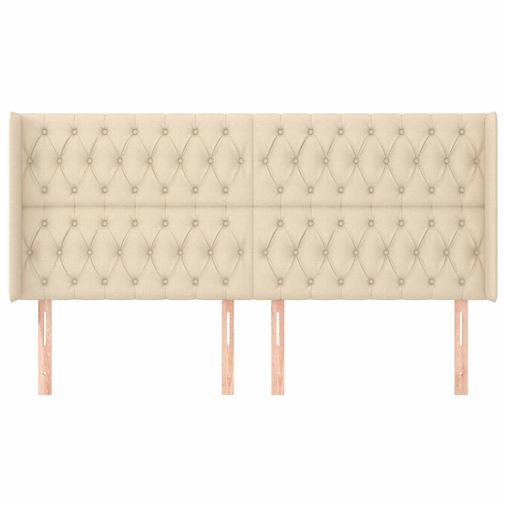 Vidaxl hoofdbord met randen 203x16x118 128 cm stof crèmekleurig