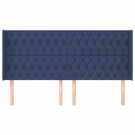 Vidaxl hoofdbord met randen 203x16x118 128 cm stof blauw