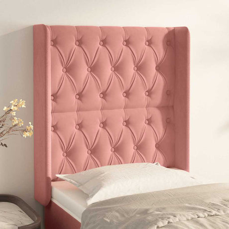 Vidaxl hoofdbord met randen 83x16x118 128 cm fluweel roze