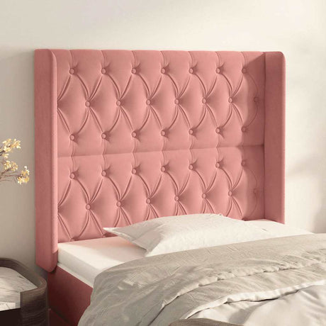 Vidaxl hoofdbord met randen 93x16x118 128 cm fluweel roze