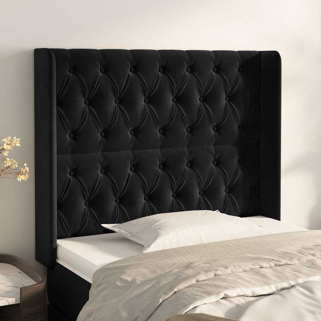Vidaxl hoofdbord met randen 103x16x118 128 cm fluweel zwart