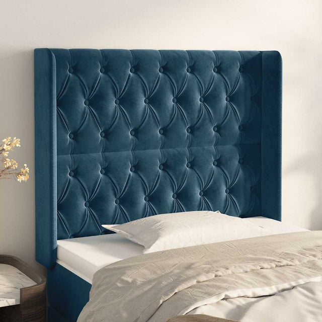 Vidaxl hoofdbord met randen 103x16x118 128 cm fluweel donkerblauw