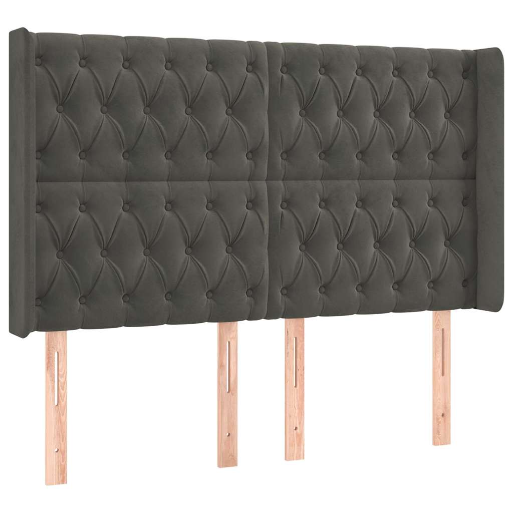 Vidaxl hoofdbord met randen 147x16x118 128 cm fluweel donkergrijs