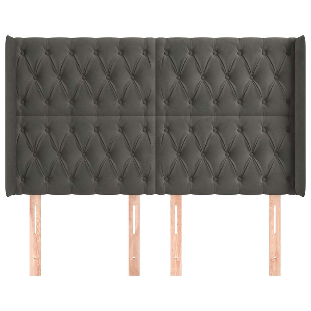 Vidaxl hoofdbord met randen 147x16x118 128 cm fluweel donkergrijs