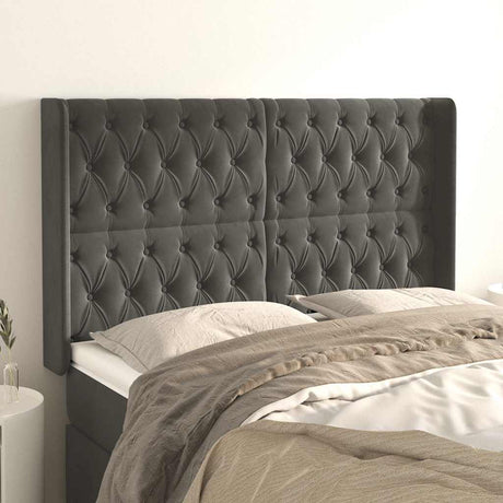 Vidaxl hoofdbord met randen 147x16x118 128 cm fluweel donkergrijs