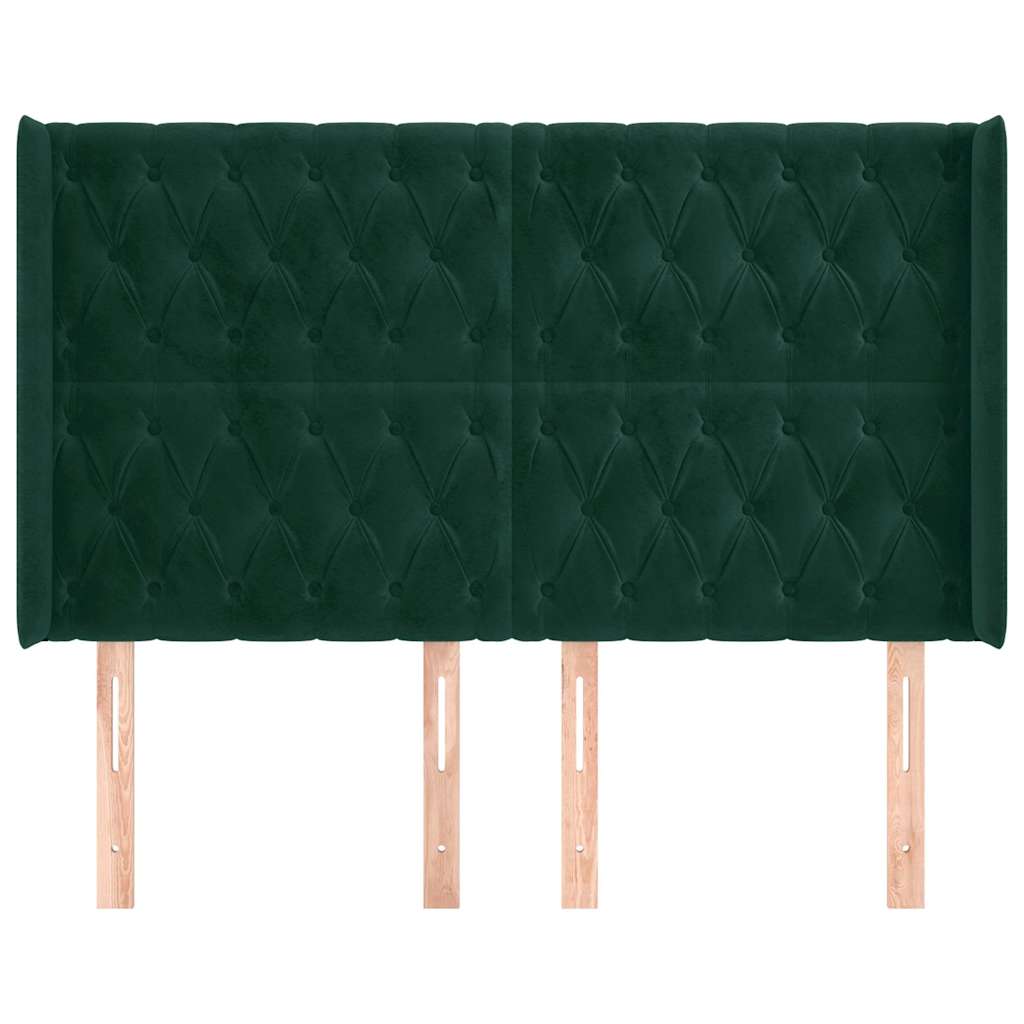 Vidaxl hoofdbord met randen 147x16x118 128 cm fluweel donkergroen