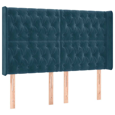 Vidaxl hoofdbord met randen 147x16x118 128 cm fluweel donkerblauw